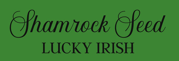 logo saying shamrock seeds luck irish.